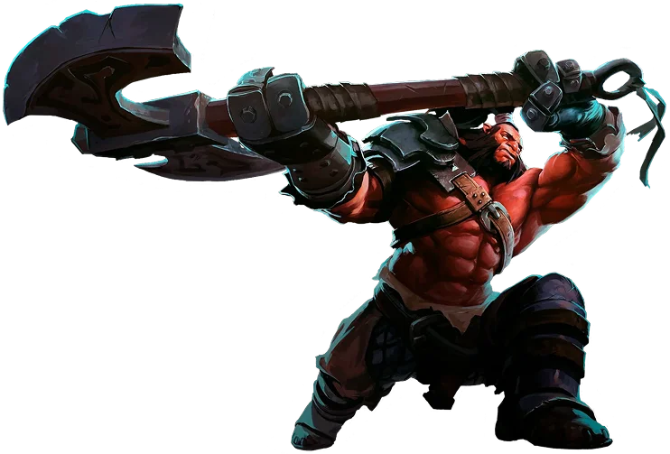 A Dota 2 Axe nevű hőse hatalmas fejszével harci pózban, lila háttér előtt.
